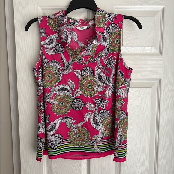 crown & ivy Tops - Crown & Ivy Pink and Green Floral Blouse